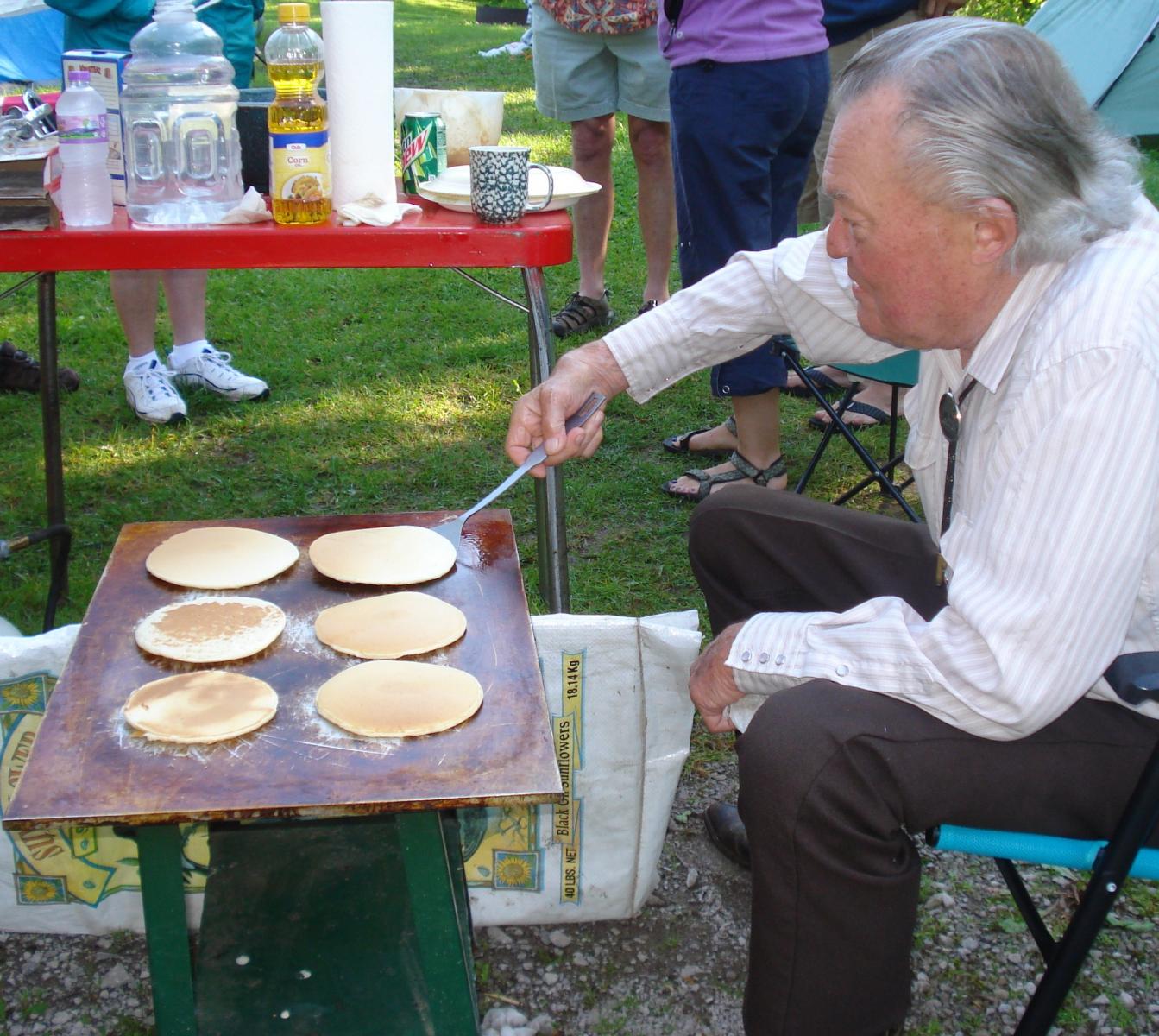 Harlan's 40-year-old pancake grill.