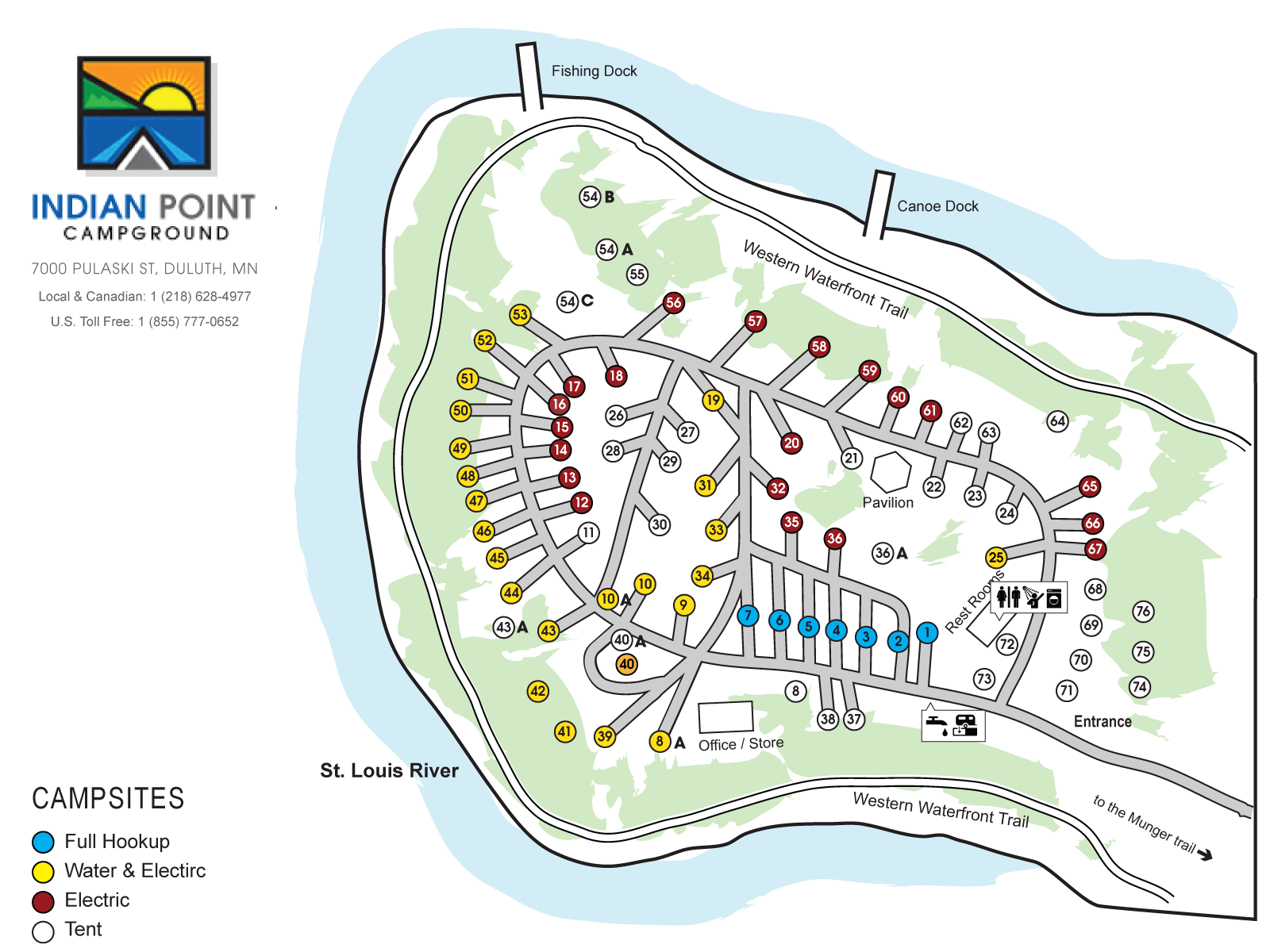 Indian Point Campground Map, Dulut, MN